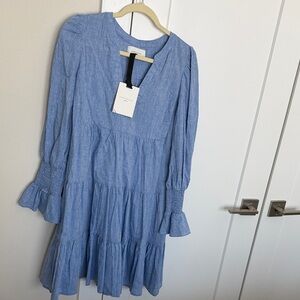 NWT Pomander Chambray Long-Sleeve Dress